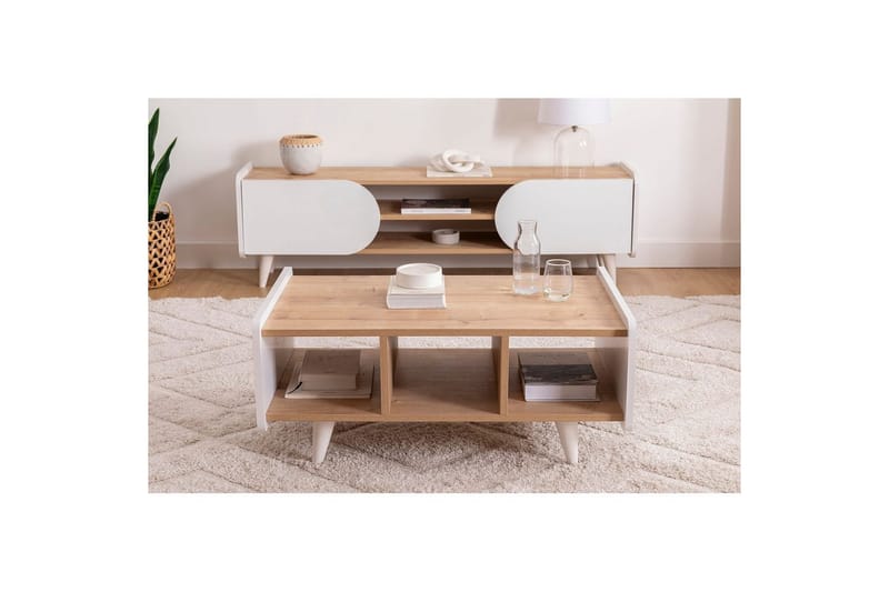 Mirra Sofabord 90 cm - Blå/Hvid - Møbler - Borde - Sofabord