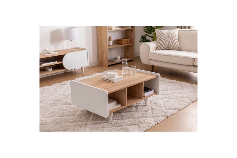 Mirra Sofabord 90 cm - Blå/Hvid - Møbler - Borde - Sofabord