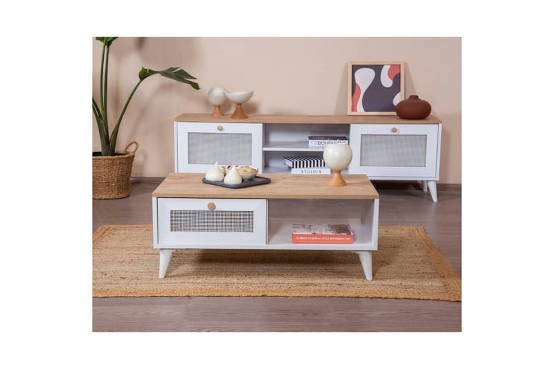 Mjudi Sofabord 55 cm - Brun/Hvid - Møbler - Borde - Sofabord