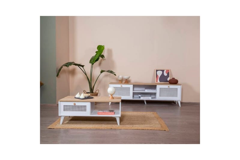 Mjudi Sofabord 55 cm - Brun/Hvid - Møbler - Borde - Sofabord