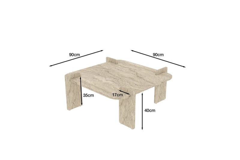 Morricus sofabord 90 cm kvadratisk - Travertin - Møbler - Borde - Sofabord