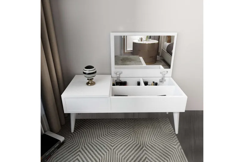 Morven Toiletbord 79,4 cm - Hvid - Møbler - Borde - Sminkebord & konsolbord - Makeup bord med spejl