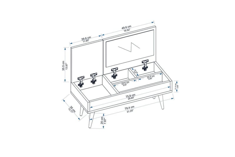 Morven Toiletbord 79,4 cm - Hvid - Møbler - Borde - Sminkebord & konsolbord