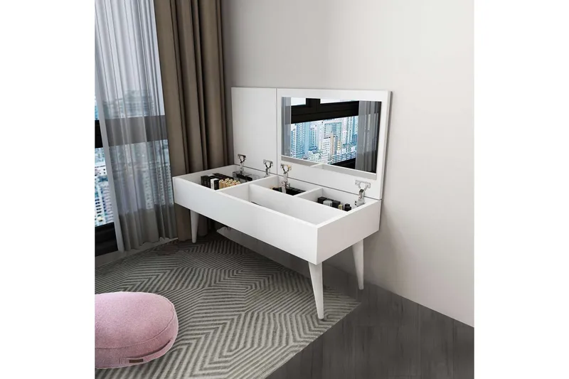 Morven Toiletbord 79,4 cm - Hvid - Møbler - Borde - Sminkebord & konsolbord - Makeup bord med spejl