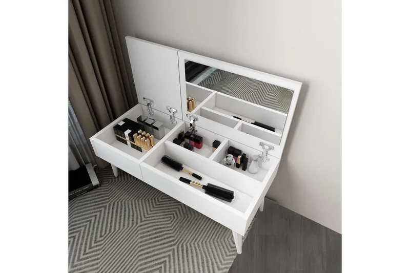 Morven Toiletbord 79,4 cm - Hvid - Møbler - Borde - Sminkebord & konsolbord - Makeup bord med spejl