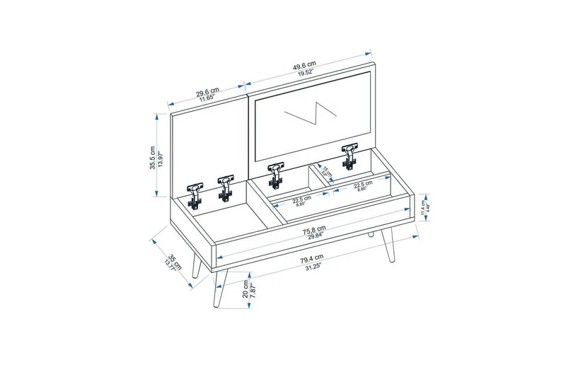 Morven Toiletbord 79,4 cm - Hvid - Møbler - Borde - Sminkebord & konsolbord - Makeup bord med spejl
