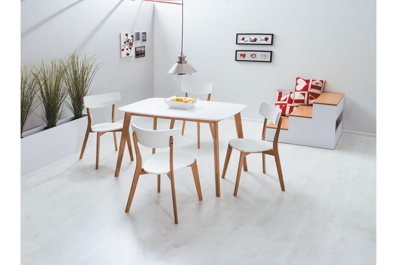 Mosson Spisebord 120 cm - Hvid/Natur - Spisebord og køkkenbord