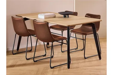 Motona Spisegruppe 160 Cm + 4 Romia Spisestuestole - Sort - Møbler - Borde - Spisebordssæt