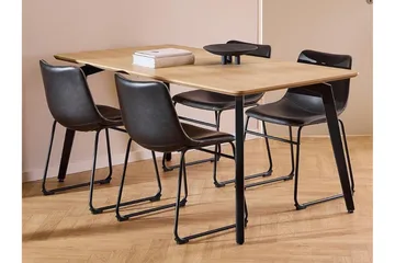 Motona Spisegruppe 160 Cm + 4 Romia Spisestuestole - Sort/Brun - Møbler - Borde - Spisebordssæt