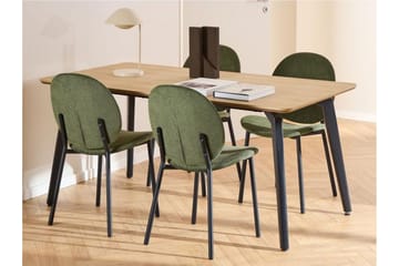 Motona Spisegruppe 160 Cm + 4 Toroni Spisestuestole - Sort/Grøn - Møbler - Borde - Spisebordssæt