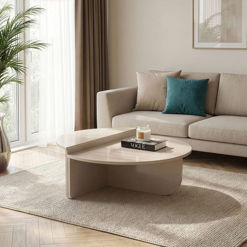 Mukund Rundt Sofabord i Lyst Træ - Beige - Møbler - Borde - Sofabord