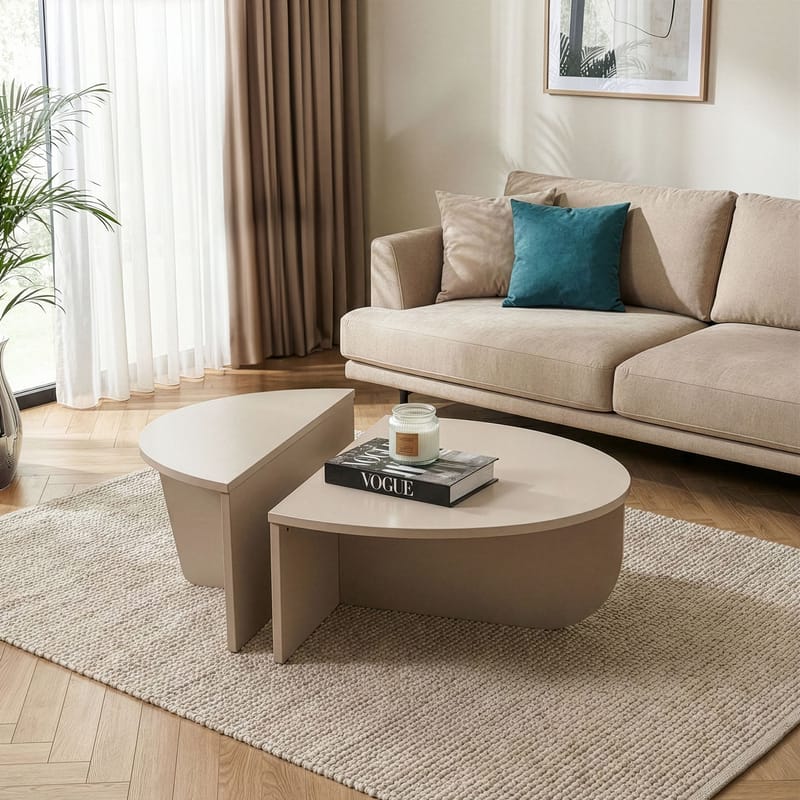 Mukund Rundt Sofabord i Lyst Træ - Beige - Møbler - Borde - Sofabord