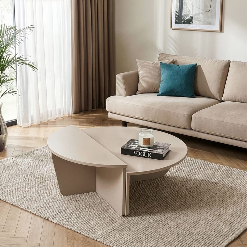 Mukund Rundt Sofabord i Lyst Træ - Beige - Møbler - Borde - Sofabord