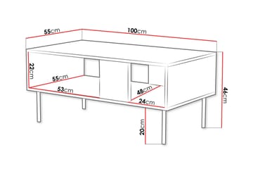 Munkedal Sofabord 100 cm Rektangulært med Hylder i Malet Træ - Beige - Møbler - Borde - Sofabord