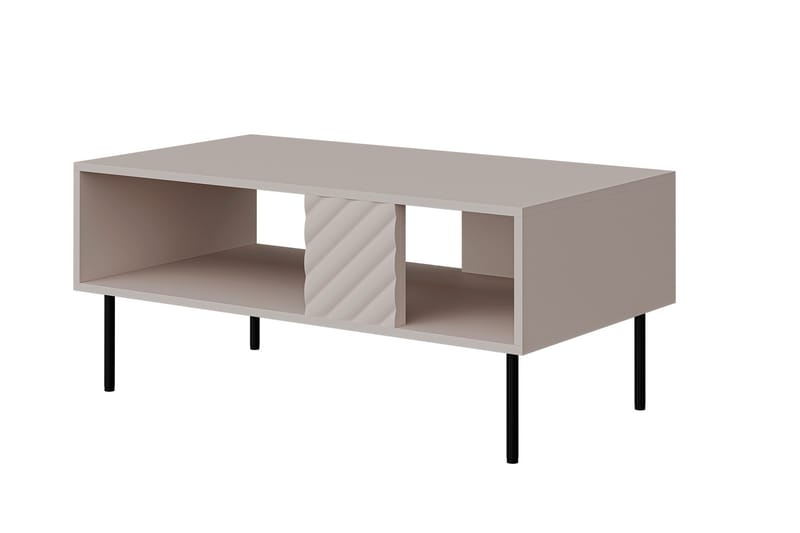 Munkedal Sofabord 100 cm Rektangulært med Hylder i Malet Træ, Beige