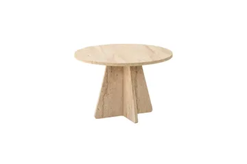 Munne Rundt Sofabord 60 cm i Sten med Korsformet Sokkel - Beige - Møbler - Borde - Sofabord