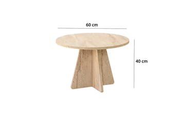 Munne Rundt Sofabord 60 cm i Sten med Korsformet Sokkel - Beige - Møbler - Borde - Sofabord