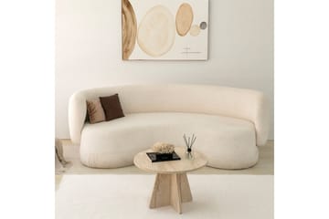 Munne Rundt Sofabord 60 cm i Sten med Korsformet Sokkel - Beige - Møbler - Borde - Sofabord