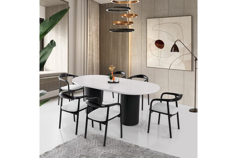 Murat Spisebord 200 cm - Hvid/Sort - Spisebord og køkkenbord