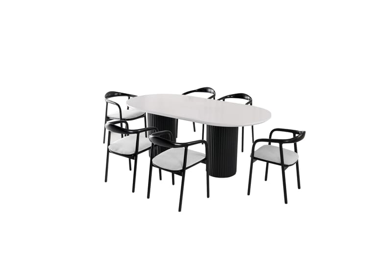 Murat Spisebord 200 cm - Hvid/Sort - Spisebord og køkkenbord
