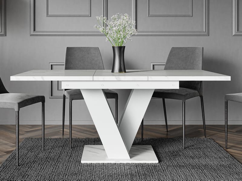 Nand Förlängningsbart Spisebord 120-160 cm Rektangulær - Hvid - Møbler - Borde - Spisebord og køkkenbord