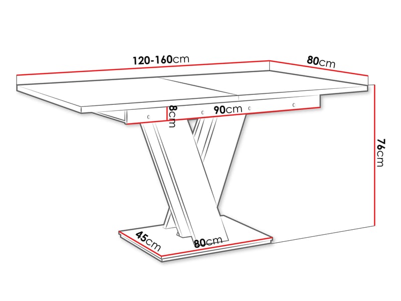 Nand Förlängningsbart Spisebord 120-160 cm Rektangulær - Hvid - Møbler - Borde - Spisebord og køkkenbord