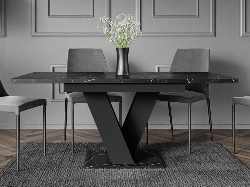 Nand Förlängningsbart Spisebord 120-160 cm Rektangulær - Sort - Møbler - Borde - Spisebord og køkkenbord