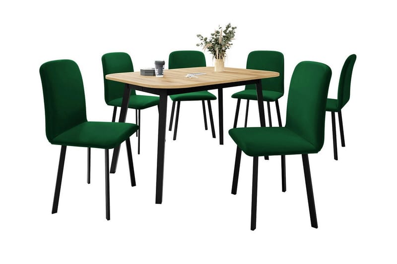 Narberth Spisegruppe - Brun/grøn/sort - Spisebordssæt