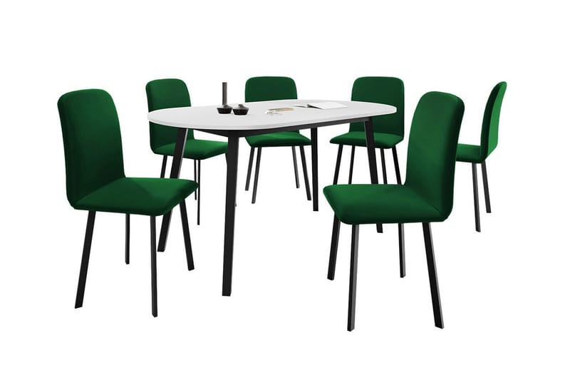 Narberth Spisegruppe - Grøn/Hvid/Sort - Spisebordssæt