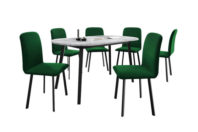 Narberth Spisegruppe - Grøn/Sort - Spisebordssæt