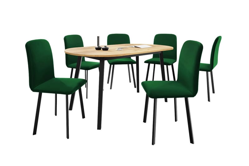 Narberth Spisegruppe - Sort/Grøn - Spisebordssæt