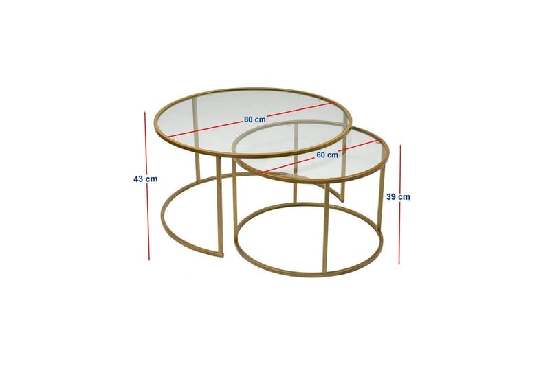 Naruram Sofabord 80 cm - Guld/Gennemsigtig - Møbler - Borde - Sofabord