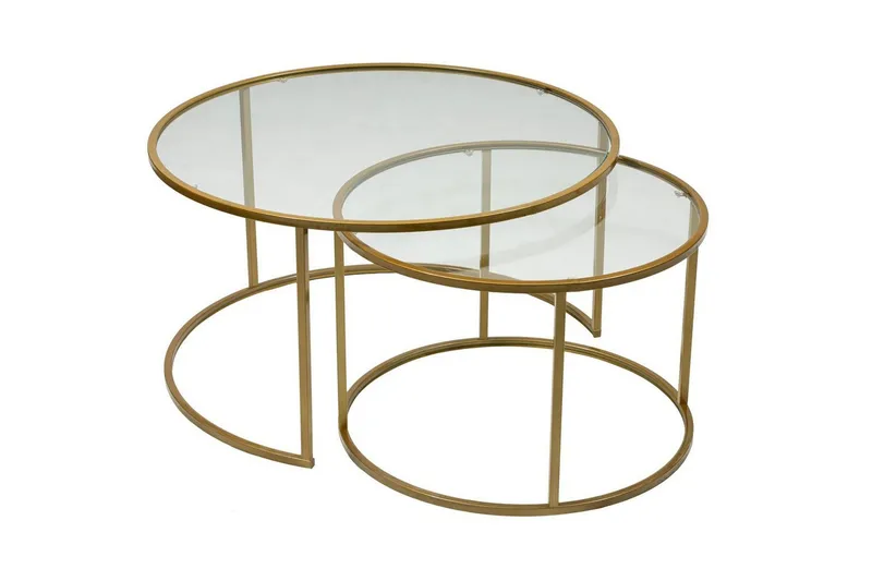 Naruram Sofabord 80 cm, Guld/Gennemsigtig