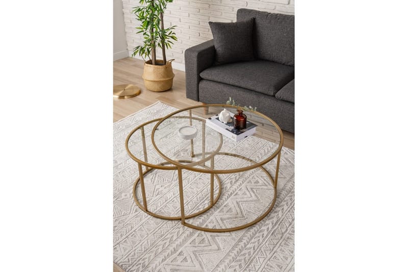 Naruram Sofabord 80 cm - Guld/Gennemsigtig - Møbler - Borde - Sofabord