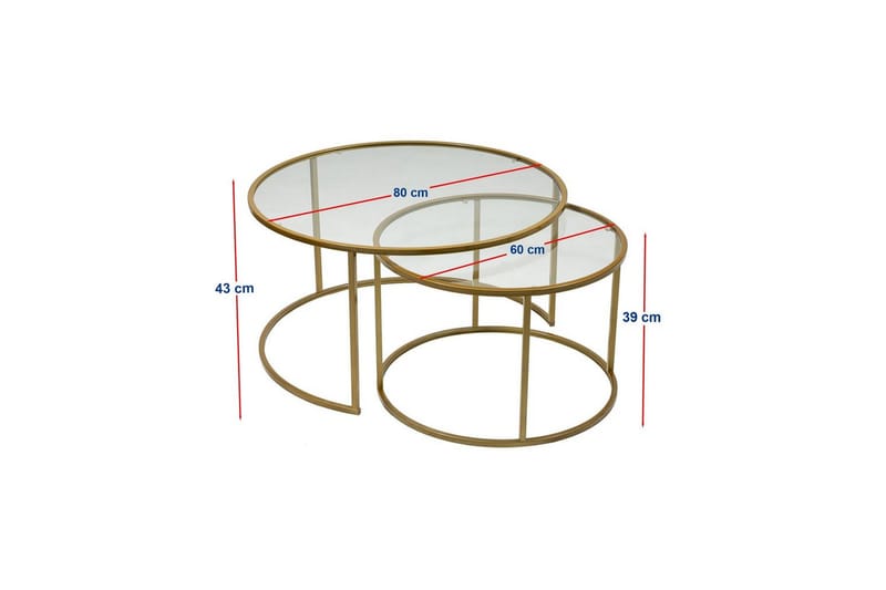 Naruram Sofabord 80 cm - Guld/Gennemsigtig - Møbler - Borde - Sofabord