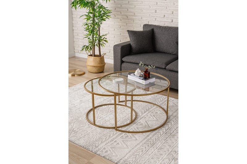 Naruram Sofabord 80 cm - Guld/Gennemsigtig - Møbler - Borde - Sofabord