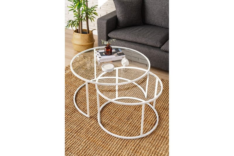 Naruram Sofabord 80 cm - Hvid/Gennemsigtig - Møbler - Borde - Sofabord