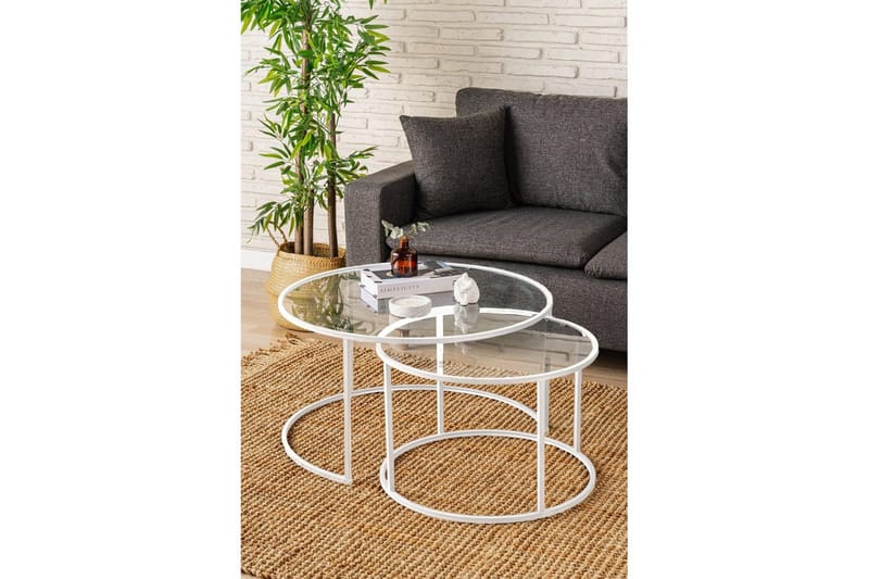 Naruram Sofabord 80 cm - Hvid/Gennemsigtig - Møbler - Borde - Sofabord