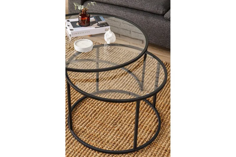 Naruram Sofabord 80 cm - Sort/Gennemsigtig - Møbler - Borde - Sofabord