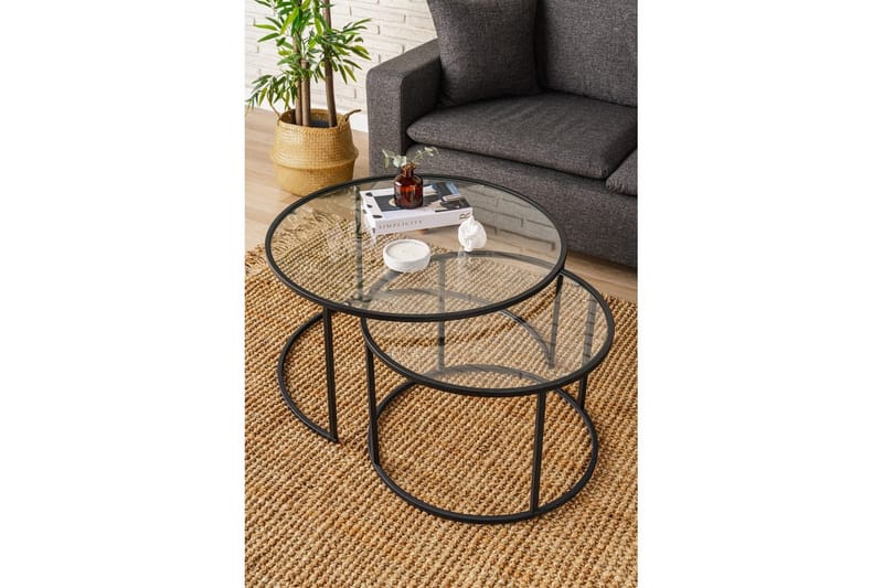 Naruram Sofabord 80 cm - Sort/Gennemsigtig - Møbler - Borde - Sofabord