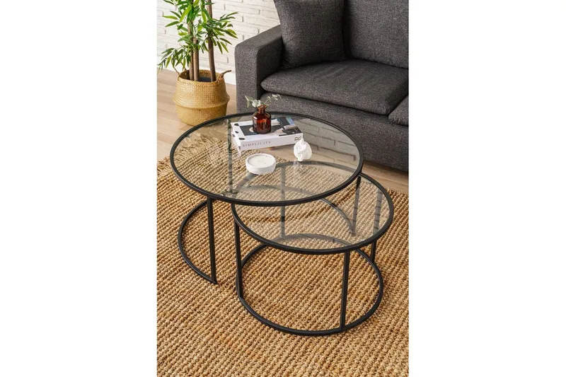 Naruram Sofabord 80 cm - Sort/Gennemsigtig - Møbler - Borde - Sofabord