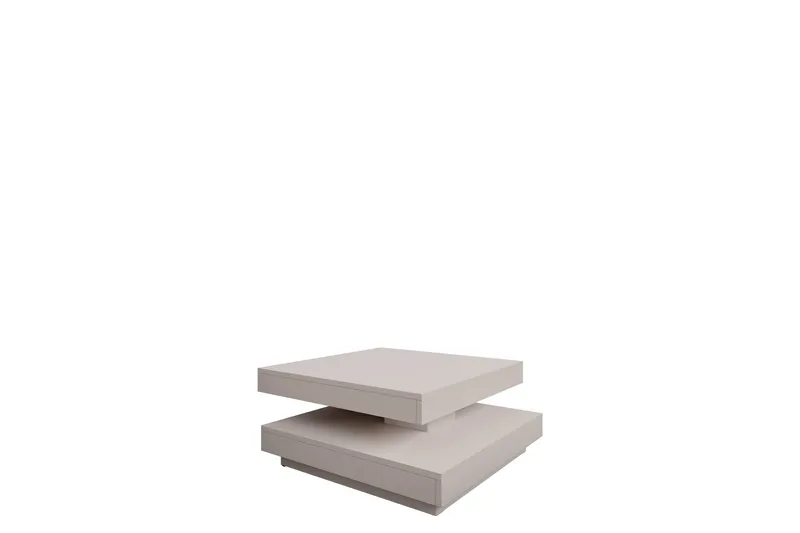 Nenani 70 cm Firkantet Sofabord med Drejelig Todelt Bordplade i Træ, Beige