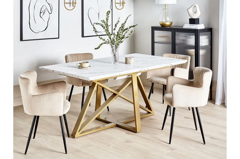 Nettuno Spisebord Udvidelsesbart 160-200x90 cm - Hvidt Guld - Møbler - Borde - Spisebord og køkkenbord