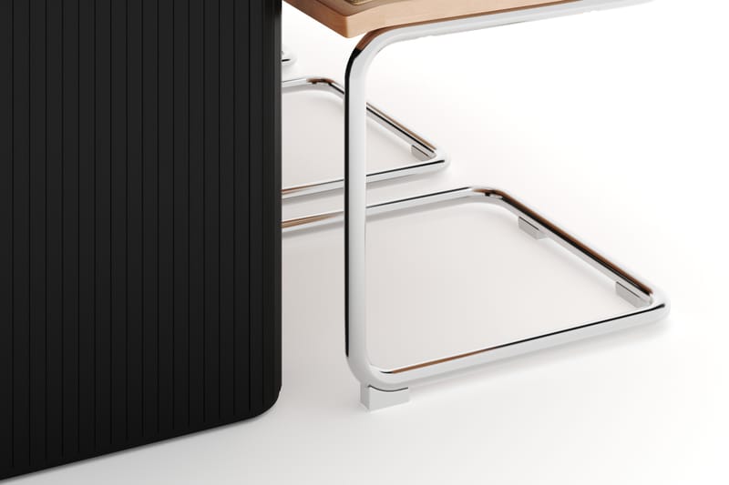 Noira Matbord 220 cm Ek med 6 st Build Matstolar - Sort - Møbler - Borde - Spisebordssæt