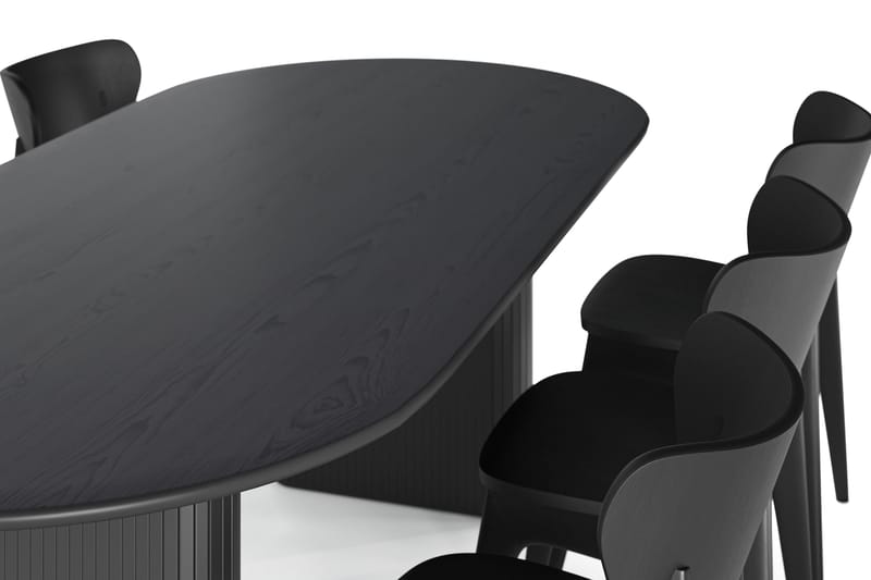 Noira Matbord 220 cm med 6 st Jerup Matstol - Sort - Møbler - Borde - Spisebordssæt