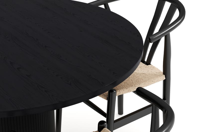 Noira Matgrupp 120 cm Ek Rund med 4 Dastoori Matstol - Sort - Møbler - Borde - Spisebordssæt