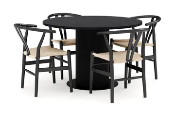 Noira Matgrupp 120 cm Ek Rund med 4 Dastoori Matstol