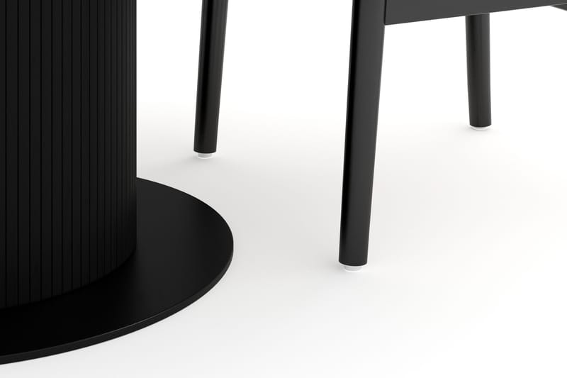 Noira Matgrupp 120 cm Ek Rund med 4 Dastoori Matstol - Sort - Møbler - Borde - Spisebordssæt