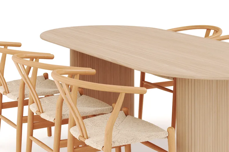 Noira Oval Matgrupp 220 cm med 6 Dastoori Matstolar - Natur - Møbler - Borde - Spisebordssæt