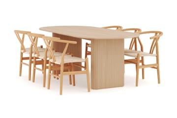 Noira Oval Matgrupp 220 cm med 6 Dastoori Matstolar